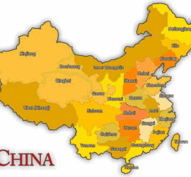 Map of China with regions labeled.