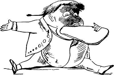 Cartoon man with foot in his mouth.