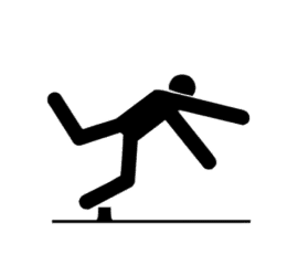 Person tripping over obstacle icon.