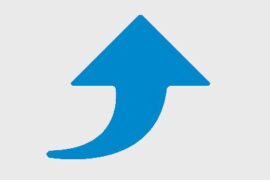 Blue upward arrow with a curved tail.