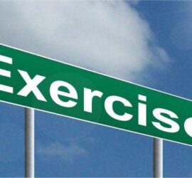 Green sign with the word "Exercise" displayed.