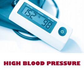 Blood pressure monitor showing high reading.